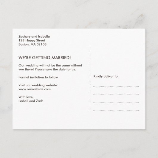 Rustic Wood Weddenschap Save the Date Aankondigingskaart (Achterkant)