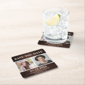 Rustic Wood Wedding 2 Foto slaat de datum op Kartonnen Onderzetters (Insitu)