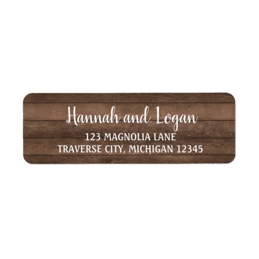 Rustic Wood Wedding Address Etiket (Voorkant)