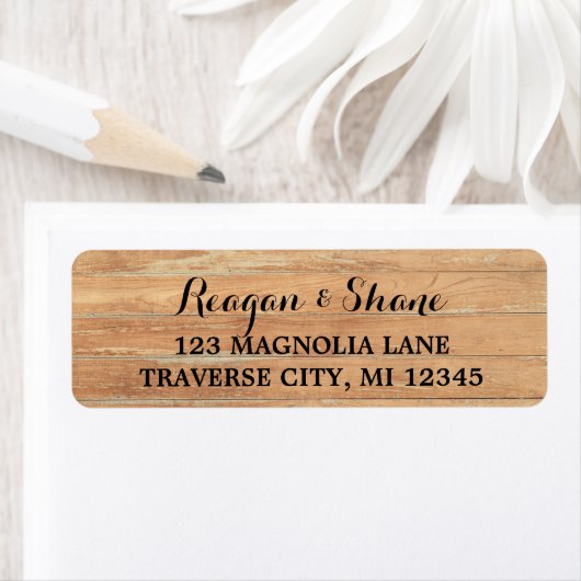 Rustic Wood Wedding Address Etiket (Insitu)