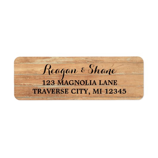 Rustic Wood Wedding Address Etiket (Voorkant)