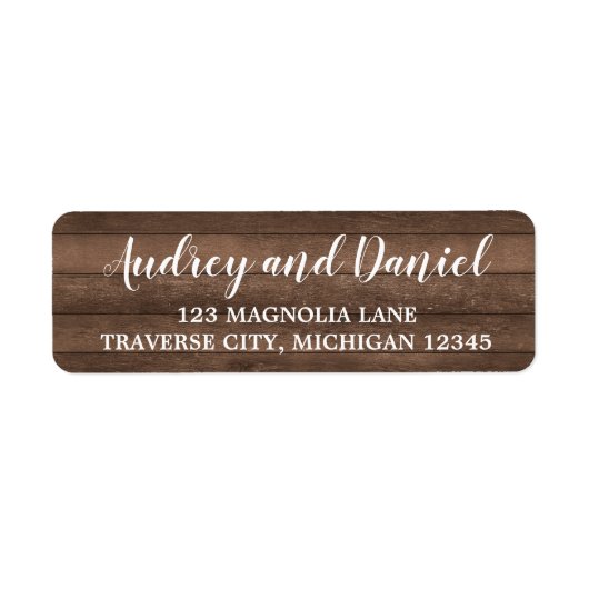 Rustic Wood Wedding Address Etiket (Voorkant)
