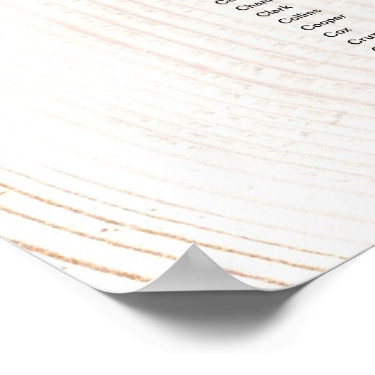 Rustic Wood Wedding Alfabetisch op achternaam Poster (Hoek)