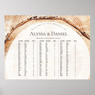 Rustic Wood Wedding Alfabetisch op achternaam Poster