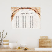 Rustic Wood Wedding Alfabetisch op achternaam Poster (Keuken)