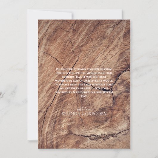 Rustic Wood Wedding Bedankkaart (Achterkant)