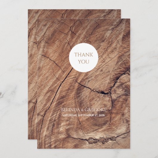 Rustic Wood Wedding Bedankkaart (Voorkant / Achterkant)