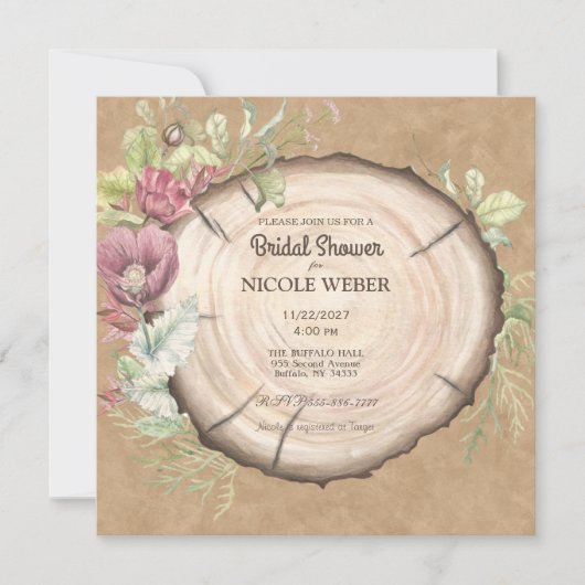 Rustic Wood Wedding Bridal Shower Kaart (Voorkant)