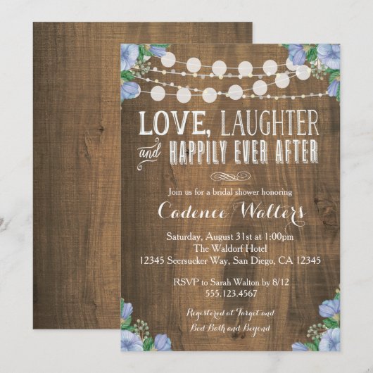 Rustic Wood Wedding Bridal Shower Kaart (Voorkant / Achterkant)