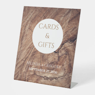 Rustic Wood Wedding Cards & Gifts Reclamebord Met Voetstuk