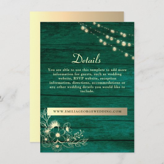 Rustic Wood Wedding Details Website Kaart (Voorkant / Achterkant)
