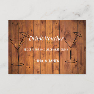 Rustic Wood Wedding Drink Voucher Card Informatiekaartje