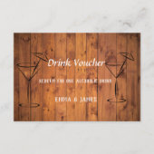  Rustic Wood Wedding Drink Voucher Kaart (Voorkant)