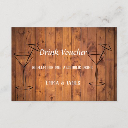  Rustic Wood Wedding Drink Voucher Kaart