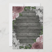 Rustic Wood Wedding Floral Pink Roses Gray Bedankkaart (Achterkant)