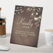 Rustic Wood Wedding Guest Book Sign Reclamebord Met Voetstuk (Insitu)