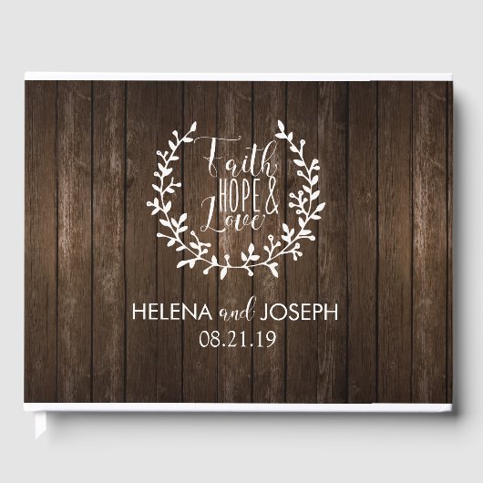Rustic Wood Wedding Guestbook Gastenboek (Voorkant)