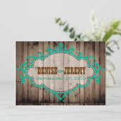 Rustic Wood Wedding Invitation Kaart (Staand voorkant)