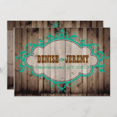 Rustic Wood Wedding Invitation Kaart (Voorkant / Achterkant)