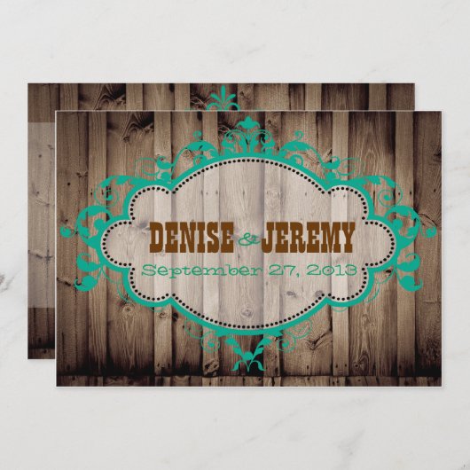 Rustic Wood Wedding Invitation Kaart (Voorkant / Achterkant)