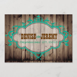Rustic Wood Wedding Invitation Kaart
