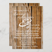 Rustic Wood Wedding Invitation Kaart (Voorkant / Achterkant)