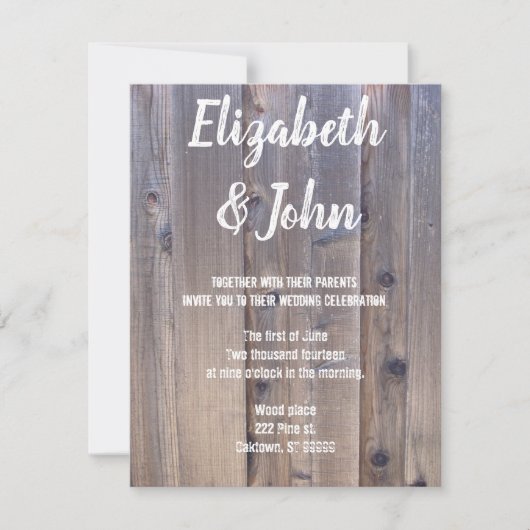 Rustic Wood Wedding Invitations Kaart (Voorkant)
