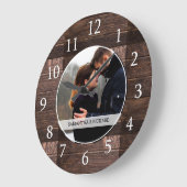 Rustic Wood Wedding Jubileum Aangepaste foto Grote Klok (Hoek)