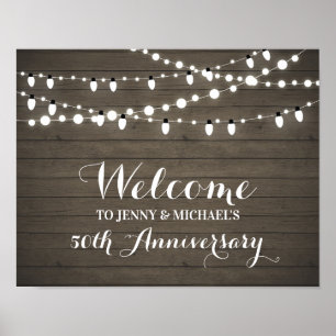 Rustic Wood Wedding Jubileum Welkom Poster