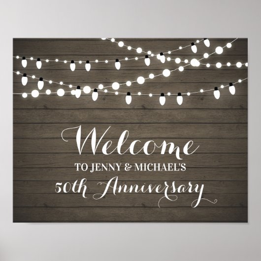 Rustic Wood Wedding Jubileum Welkom Poster (Voorkant)