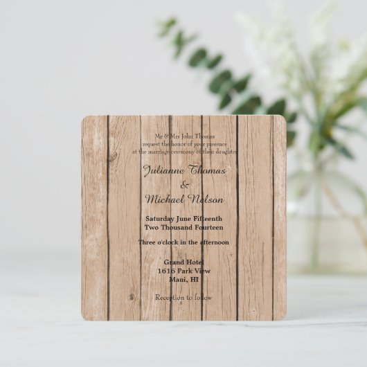 Rustic Wood Wedding Kaart (Staand voorkant)