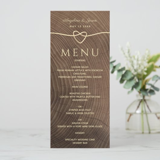 Rustic Wood Wedding Menu (Staand voorkant)