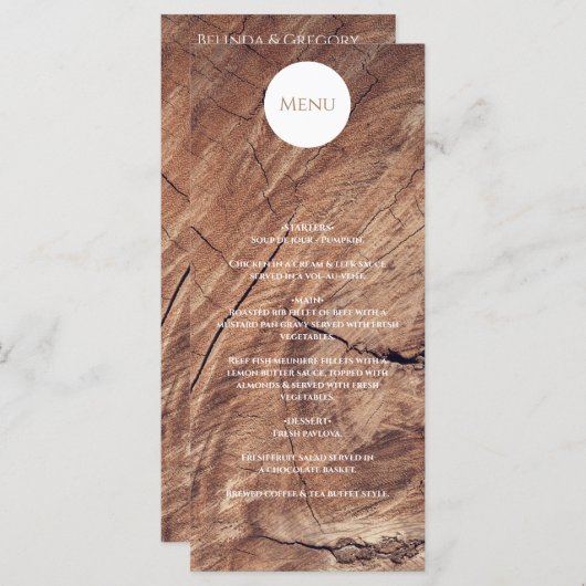 Rustic Wood Wedding Menu (Voorkant / Achterkant)