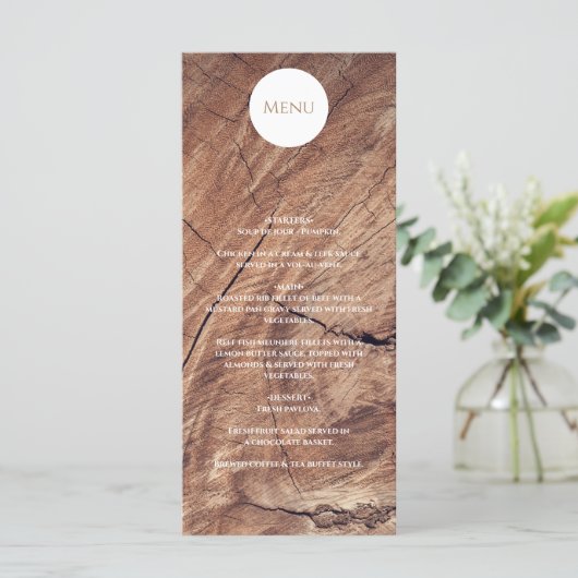 Rustic Wood Wedding Menu (Staand voorkant)