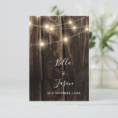 Rustic Wood Wedding met String Lights Reageer op RSVP Kaartje (Staand voorkant)