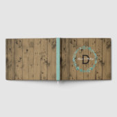 Rustic Wood Wedding Monogram | botanische krans Gastenboek (Volledig)