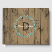 Rustic Wood Wedding Monogram | botanische krans Gastenboek (Voorkant)