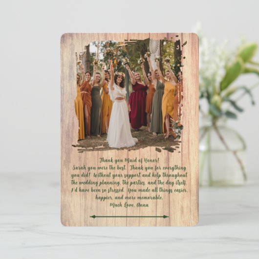 Rustic Wood Wedding Party Bedankt Fotobericht (Staand voorkant)