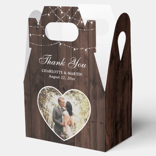 Rustic Wood Wedding Photo Bedankdoosjes (Geopend)