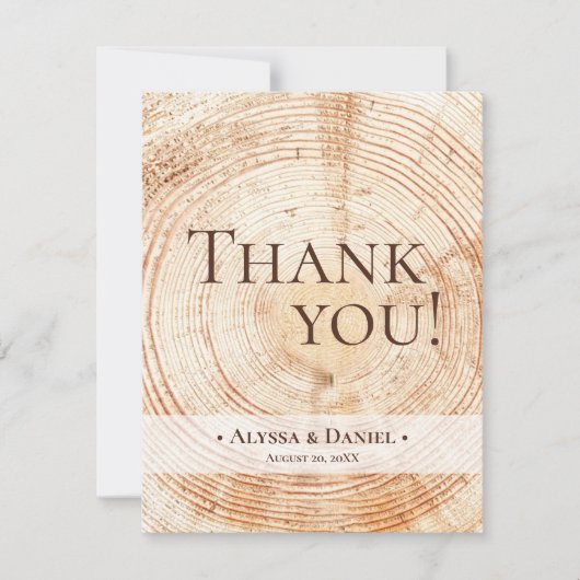 Rustic Wood Wedding Photo Bedankkaart (Voorkant)