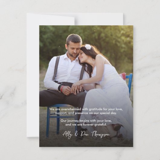 Rustic Wood Wedding Photo Bedankkaart (Achterkant)