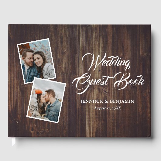 Rustic Wood Wedding Photo Guest Book Gastenboek (Voorkant)