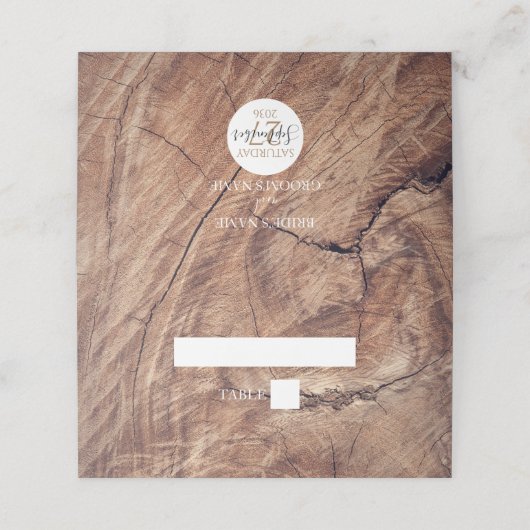 Rustic Wood Wedding Place Card Plaatskaartje (Buitenkant ongevouwen)