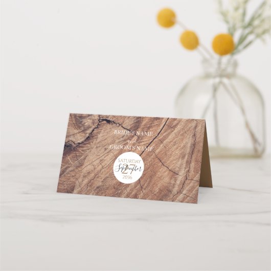 Rustic Wood Wedding Place Card Plaatskaartje (Achterkant)