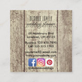 Rustic Wood Wedding Planner  Floral Lace Vierkante Visitekaartje (Achterkant)