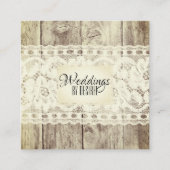 Rustic Wood Wedding Planner  Floral Lace Vierkante Visitekaartje (Voorkant)