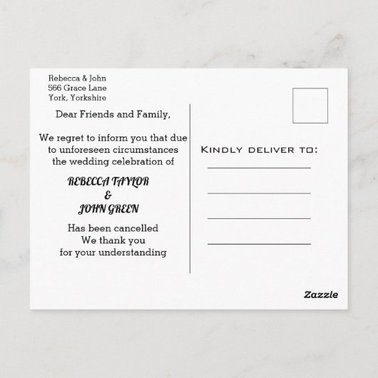 Rustic Wood Wedding Postoned Change Date Briefkaart (Achterkant)