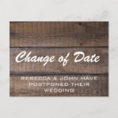 Rustic Wood Wedding Postoned Change Date Briefkaart (Voorkant)