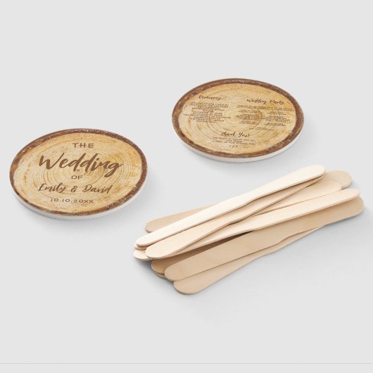 Rustic Wood Wedding Program Brown Handwriting Handwaaier (Niet-gemonteerd)