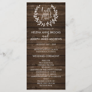 Rustic Wood Wedding Programme Programmakaart